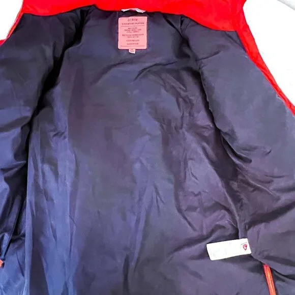 j.crew chateau puffer jacket with primaloft in brilliant sunset, size Small